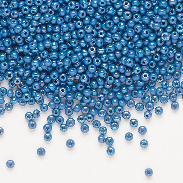Seed bead, Preciosa Ornela Czech glass, pkg/500g, #11 rocaille, opaque rainbow patriot blue, (34220). image number 0