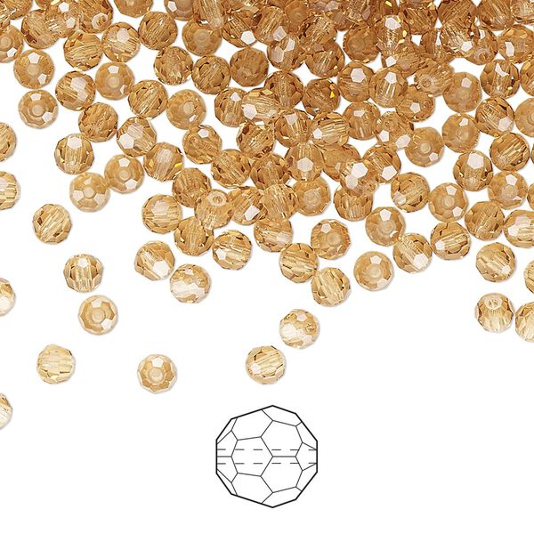 Bead 144pk light Colorado topaz, Preciosa Czech crystal 3mm round image number 0