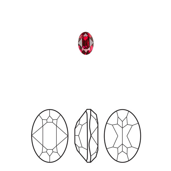 Fancy stone 360pk scarlet foil back, Swarovski® 6x4mm oval 4120 image number 0