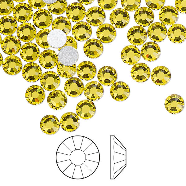 Flat back 1440pk citrine foil back, Preciosa Viva 12® Czech crystal rhinestone 4.6-4.8mm chaton rose round SS20 image number 0