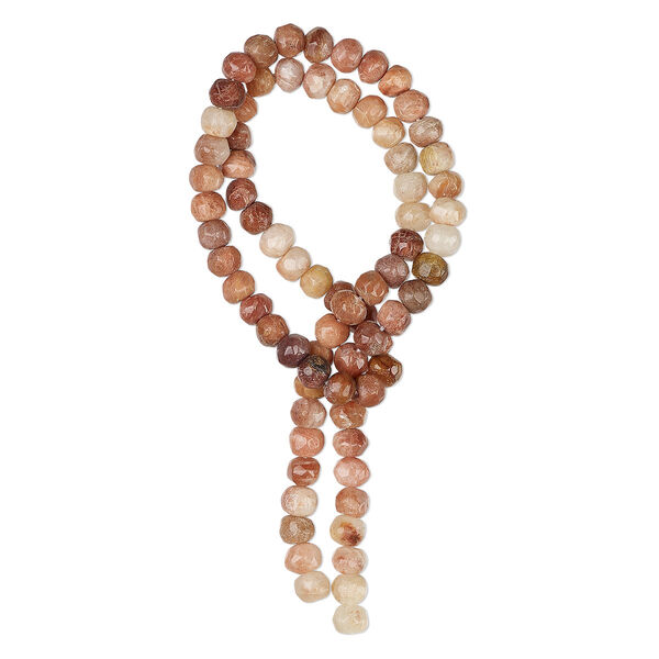 Sunstone 1pkg1, hand-cut tumbled faceted rondelle bead natural 14 inch 5x4mm-6x5mm image number 0