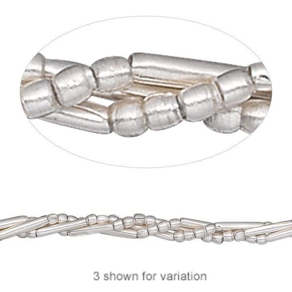 Bead, Hill Tribes, sterling silver, 8x2mm round tube and 2mm round. Sold per 8-inch strand, approximately 75 beads. image number 0