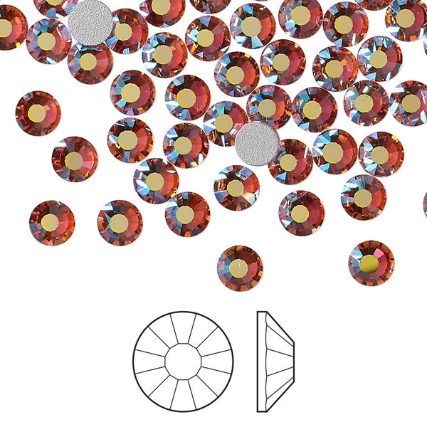 Flat back 1440pk rose peach AB foil back, Preciosa VIVA 12® Czech crystal rhinestone 4.6-4.8mm chaton rose round SS20 image number 0