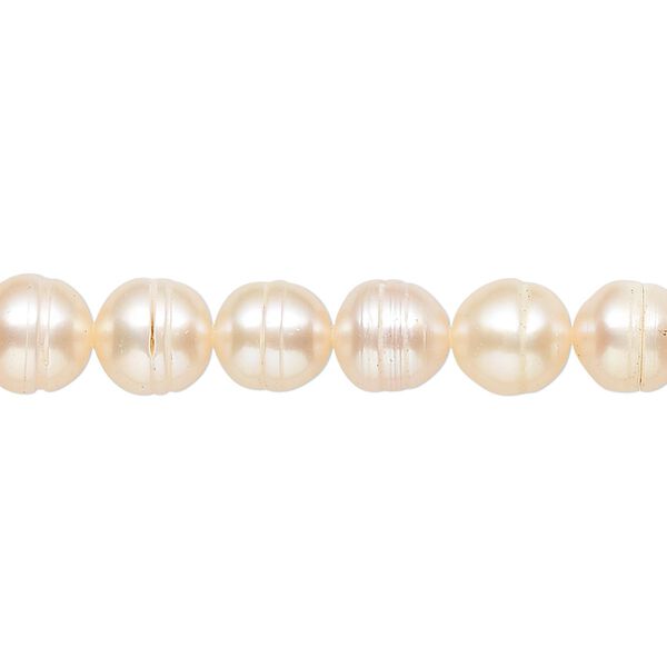 Pearl, cultured freshwater, peach, 7-12mm semi-round, D grade, Mohs hardness 2-1/2 to 4. Sold per 16-inch strand. image number 0