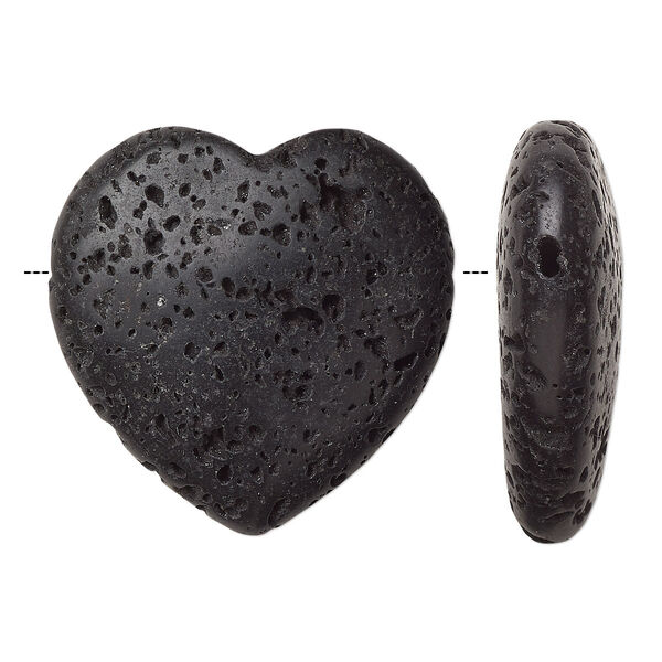 Lava rock 1pkg1, hand-cut top-drilled heart focal 31x30mm image number 0