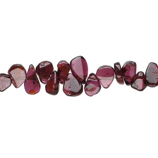 Garnet 1pkg1, hand-cut top-drilled flat teardrop bead 14 inch 6x4mm-9x6mm image number 0