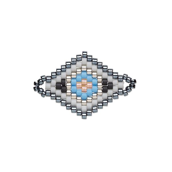 Link, Creative Touch, glass, gunmetal / grey / black, 20x18mm double-sided diamond. Sold individually. image number 0