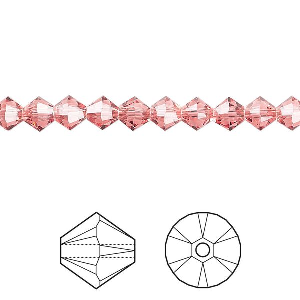 Bead 144pk rose peach, Crystal Passions® 5mm bicone 5328 image number 0