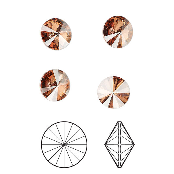 Chaton 8pk light rose golden shadow foil back, Crystal Passions® 8.16-8.41mm rivoli SS39 1122 image number 0