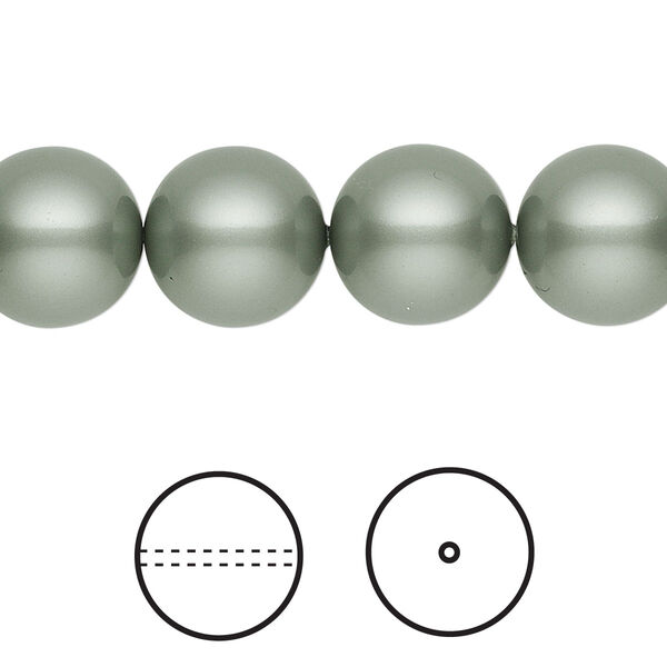 Pearl 100pk powder green, Swarovski® 12mm round 5810 image number 0