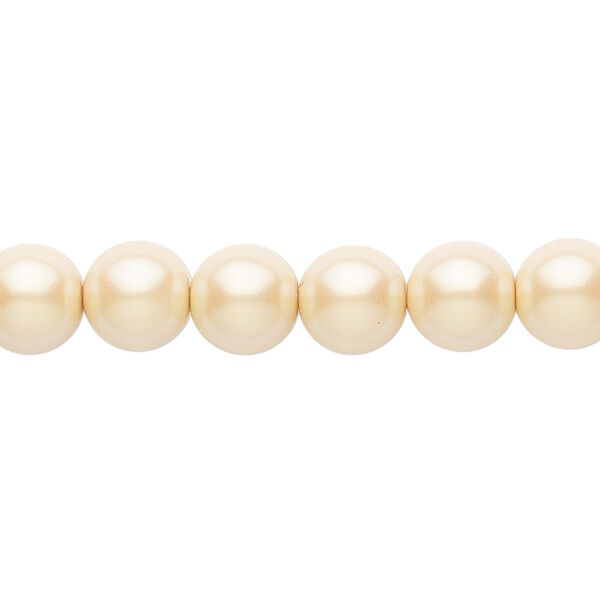 Bead, Czech pearl-coated glass druk, opaque iridescent dark cream, 8mm round. Sold per 15-1/2" to 16" strand. image number 0