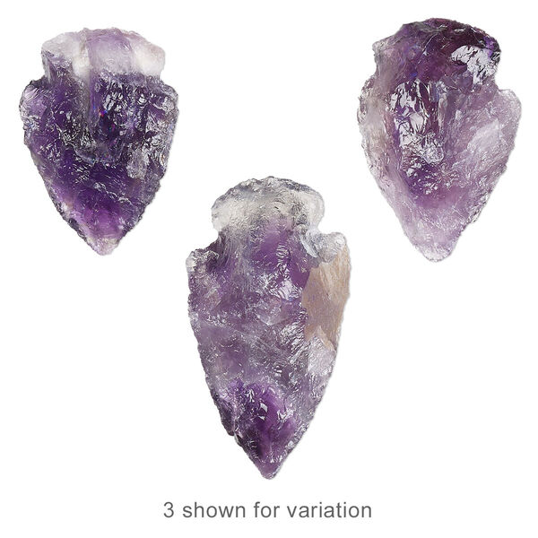 Amethyst 1pkg1, hand-knapped undrilled arrowhead focal natural 26x15mm-32x19mm image number 0