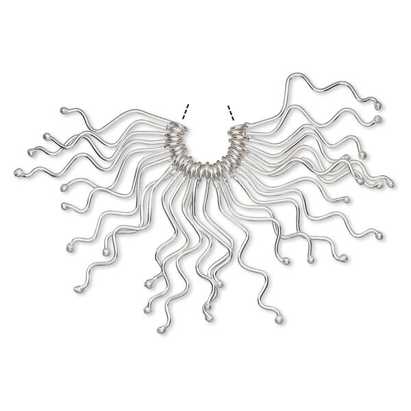 Focal, Hill Tribes, silver-plated copper, 30x6mm-45x8mm fan. Sold per 1-1/2 inch strand, approximately 25 pieces. image number 0
