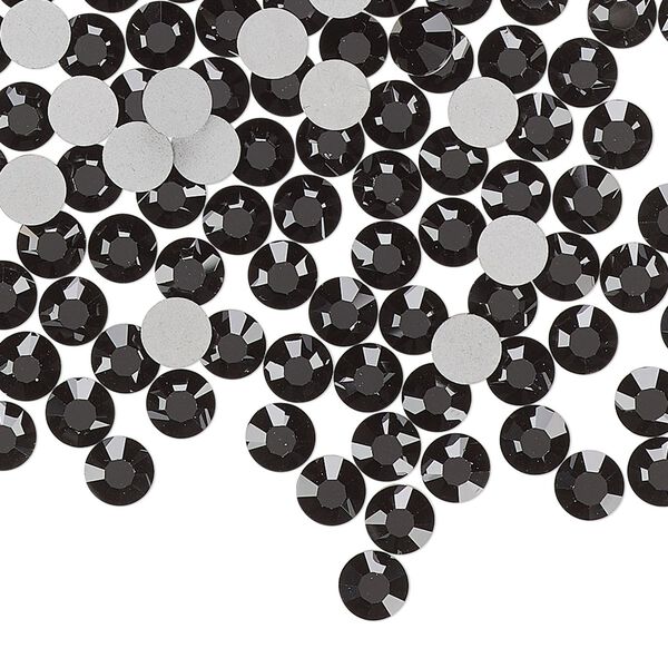 Flat back, Dance With Me™ crystal rhinestone, jet, foil back, 4.6-4.8mm rose, SS20. Sold per pkg of 144 (1 gross). image number 0