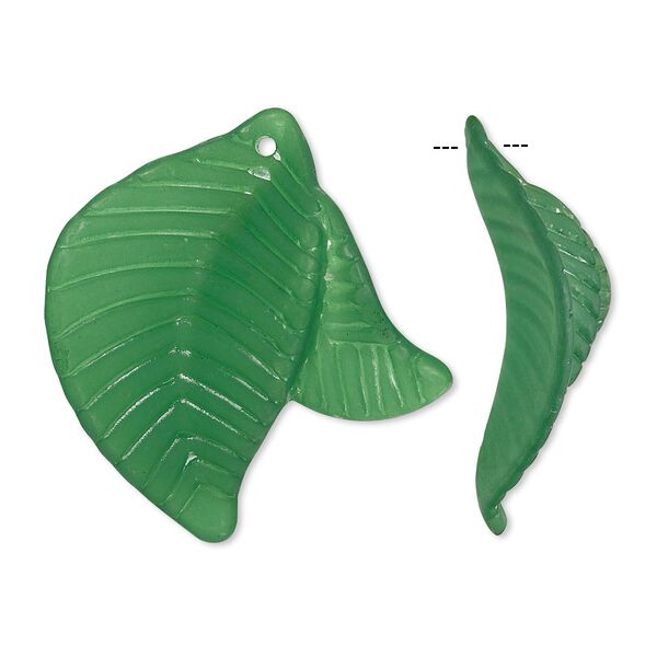 Focal, acrylic, frosted green, 35x32mm leaves. Sold per pkg of 25. image number 0