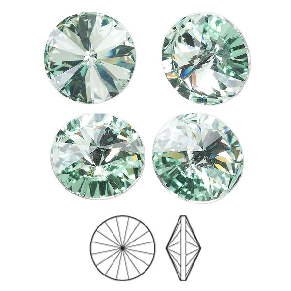 Chaton 4pk chrysolite foil back, Preciosa MAXIMA Czech crystal rhinestone 14mm rivoli image number 0