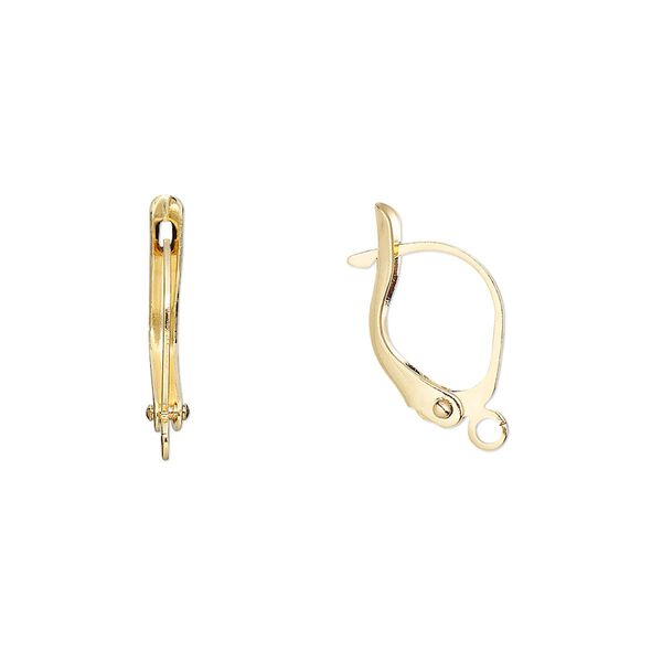Ear wire leverback 1pkg100 gold-plated, 17mm / open loop, brass 50 pair image number 0