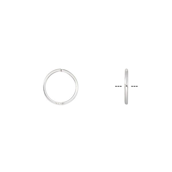 Jump ring, sterling silver, 9mm round square wire, 7.7mm inside diameter, 22 gauge. Sold per pkg of 50. image number 0
