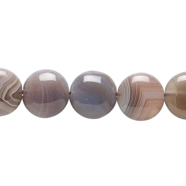 Botswana agate 1pkg1, flat round bead natural 15.5-16 inch 12mm image number 0