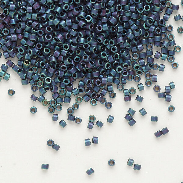 Seed bead, Delica®, glass, pkg/250g, #11 round, opaque matte metallic iris blue (DB-0325). image number 0