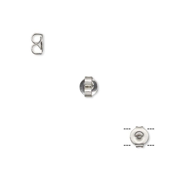 Earnut, stainless steel, 5x4.5mm round. Sold per pkg of 50 pairs. image number 0