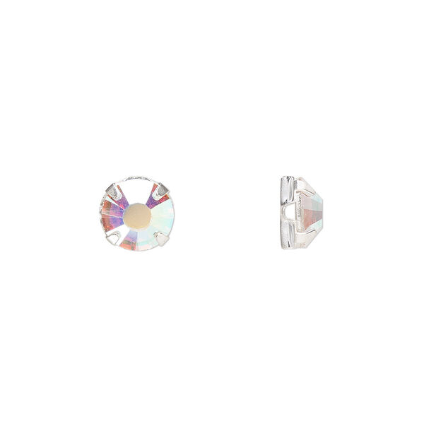 Bead 12pk rose montees crystal AB silver plate, Preciosa Czech crystal 6.32-6.5mm round SS30 image number 0