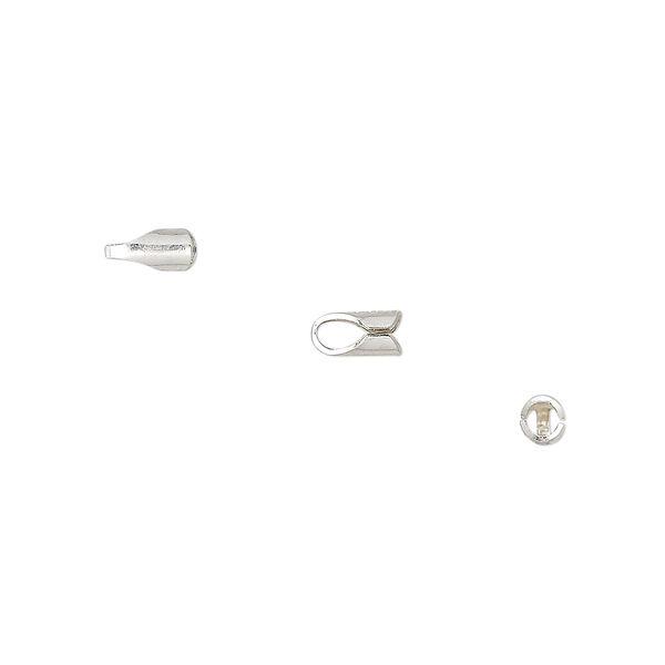Cord end, fold-over, sterling silver, 6x3mm round, 2mm inside diameter. Sold per pkg of 10. image number 0