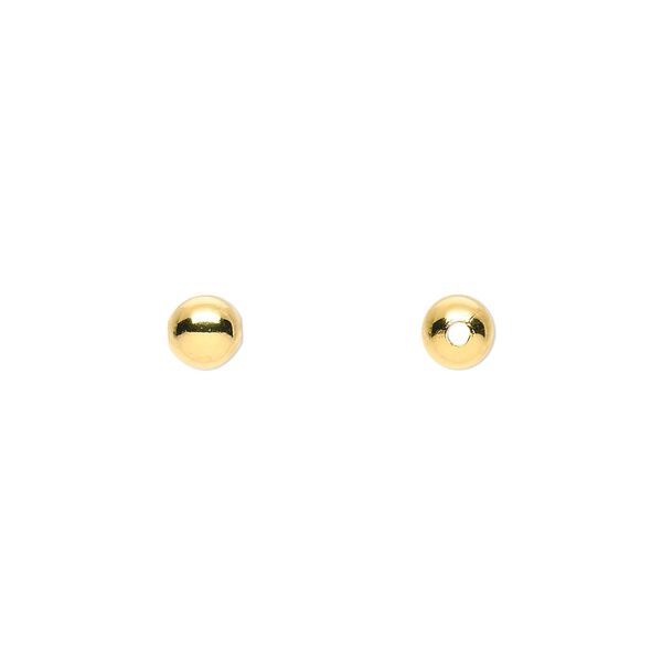 Bead, gold-plated brass, 5mm round. Sold per pkg of 1,000. image number 0