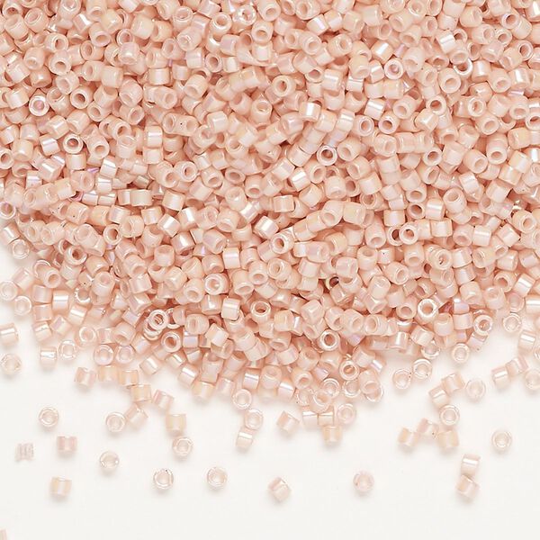 Seed bead, Delica®, glass, pkg/250g, #11 round, opaque rainbow gold luster salmon (DB-0207-1). image number 0
