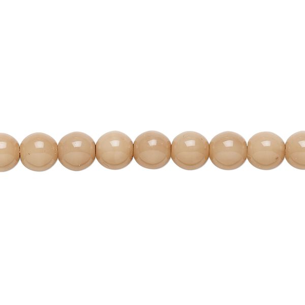 Bead, Czech dipped décor glass druk, beige, 6mm round. Sold per 15-1/2" to 16" strand. image number 0