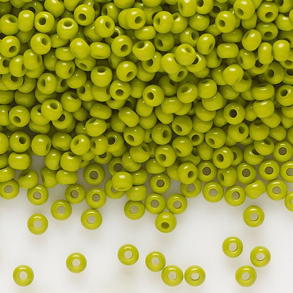 Seed bead, Preciosa Ornela Czech glass, pkg/500g, #11 rocaille, opaque wasabi green, (53430). image number 0