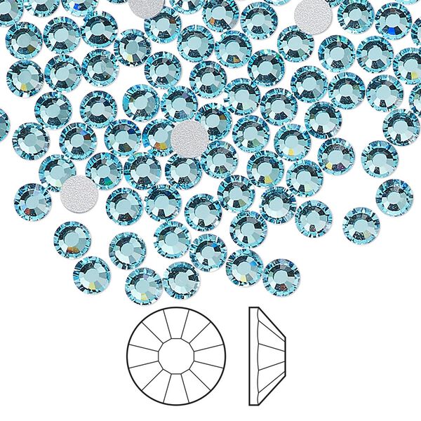 Flat back 1440pk aqua bohemica foil back, Preciosa Viva 12® Czech crystal rhinestone 3.8-4mm chaton rose round SS16 image number 0