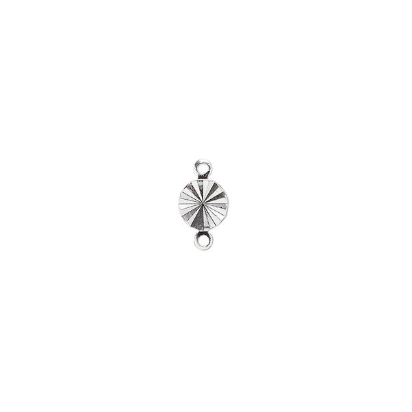 Link, silver-plated brass, 6mm double-sided diamond-cut round. Sold per pkg of 10. image number 0