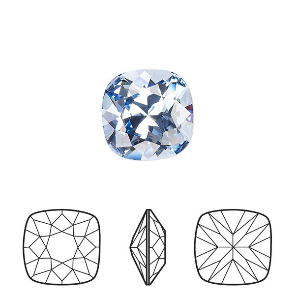 Fancy stone 1pk light sapphire foil back, Crystal Passions® 12mm cushion 4470 image number 0