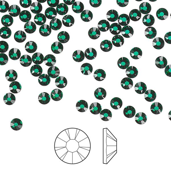 Flat back 1440pk emerald foil back, Preciosa MAXIMA Czech crystal hotfix rhinestone 3-3.2mm chaton rose round SS12 image number 0