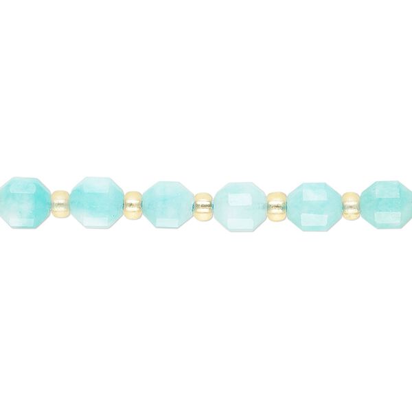 Amazonite 1pkg1, hand-cut faceted drum bead natural 8 inch 6mm image number 0