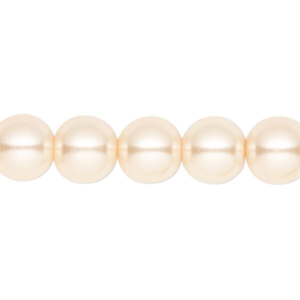 Bead, crystal pearl, cream, 10mm round. Sold per pkg of (2) 15-1/2" to 16" strands, approximately 80 beads. image number 0