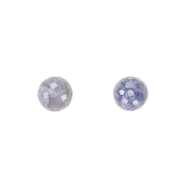 Iolite 1pkg2, hand-cut half-drilled faceted round bead natural 8mm image number 0