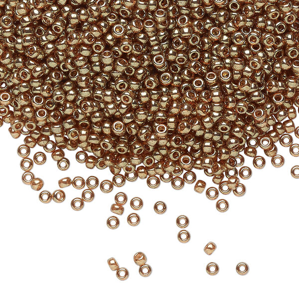 Seed bead, Miyuki, glass, pkg/25g, #11 rocaille, translucent gold luster topaz, (RR-311). image number 0