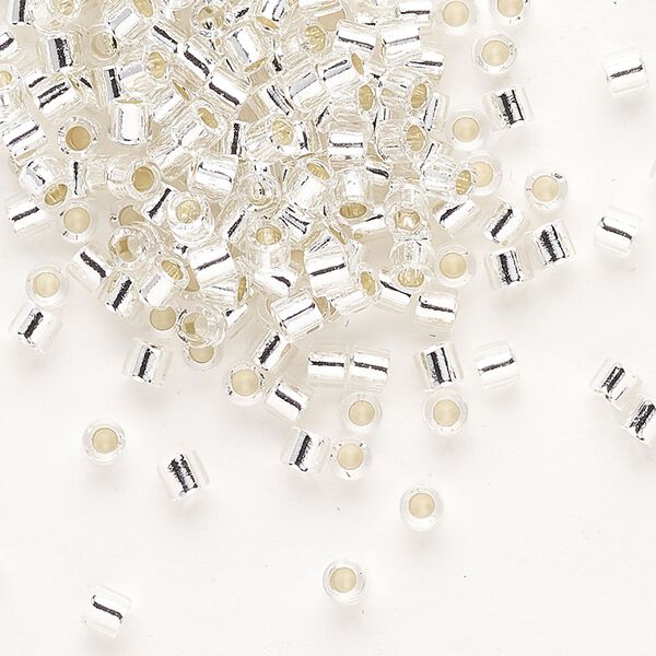 Seed bead, Delica®, glass, pkg/7.5g, #8 round, transparent silver-lined crystal clear (DBL-0041). image number 0