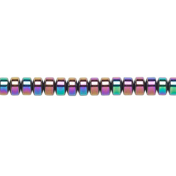 Hemalyke™ 1pkg1, rainbow titanium-coated rondelle bead 15.5-16 inch 4.5x3mm image number 0