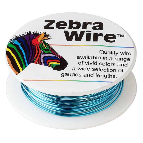Wire, Zebra Wire™, color-coated copper, turquoise blue, round, 20 gauge. Sold per 15-yard spool. image number 0