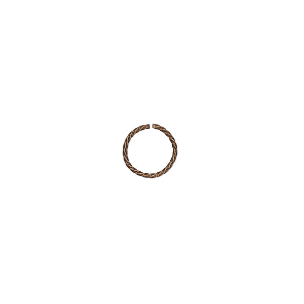 Jump ring, antique gold-plated brass, 8mm twisted round, 6.7mm inside diameter, 20 gauge. Sold per pkg of 100. image number 0