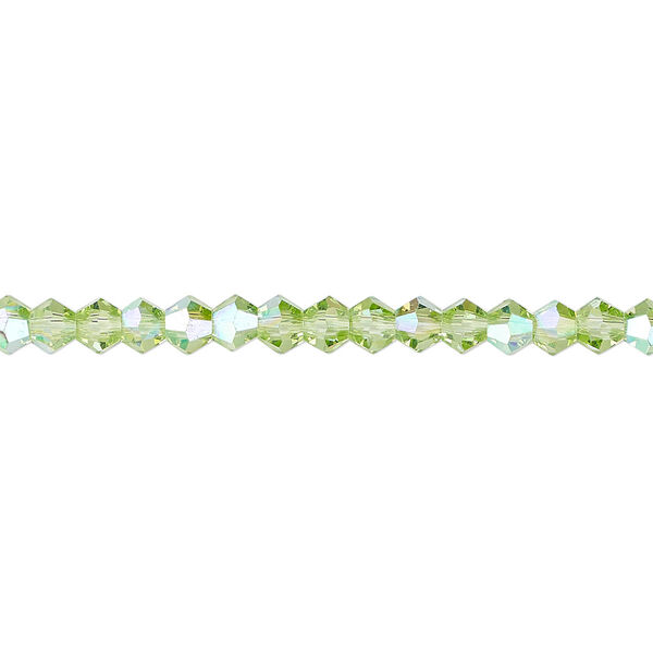 Bead 1pk transparent lime green AB, Celestial Crystal® 4mm bicone 15.5-16 inch image number 0