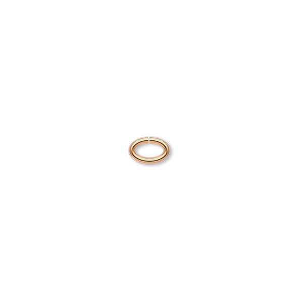 Jump ring, gold-plated brass, 6x4mm oval, 4.1x2mm inside diameter, 18 gauge. Sold per pkg of 1,000. image number 0