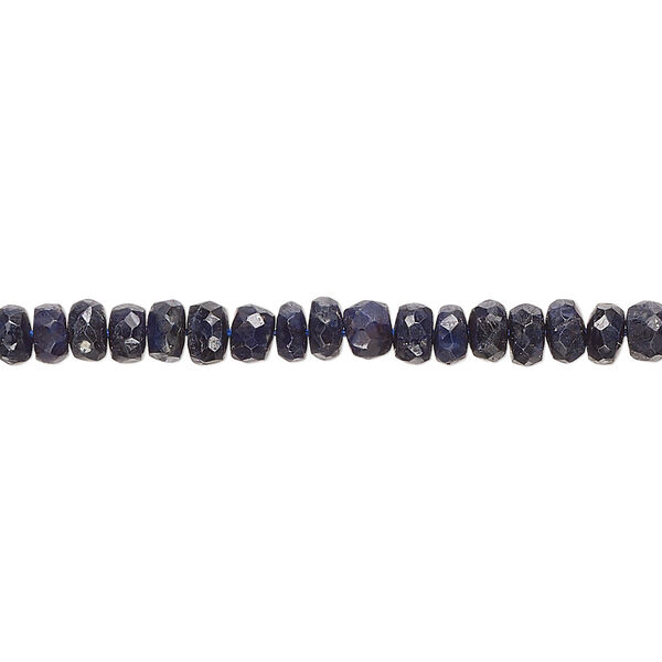 Blue sapphire 1pkg1, hand-cut faceted rondelle bead 14 inch 3x1mm-4x3mm image number 0