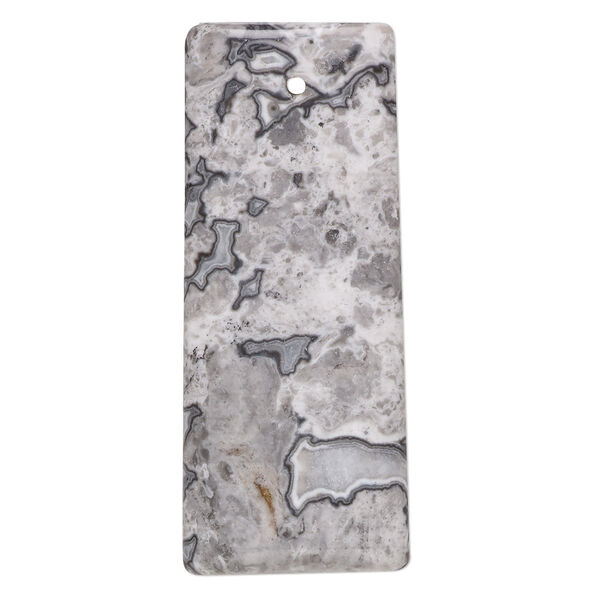 Black lace marble 1pkg1, hand-cut puffed rectangle focal natural 50x20mm image number 0