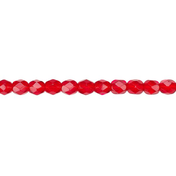 Bead, Czech fire-polished glass, light red, 4mm faceted round. Sold per pkg of 1,200 (1 mass). image number 0