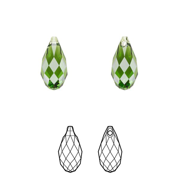 Briolette 144pk fern green, Swarovski® 13x6.5mm pendant drop 6010 image number 0