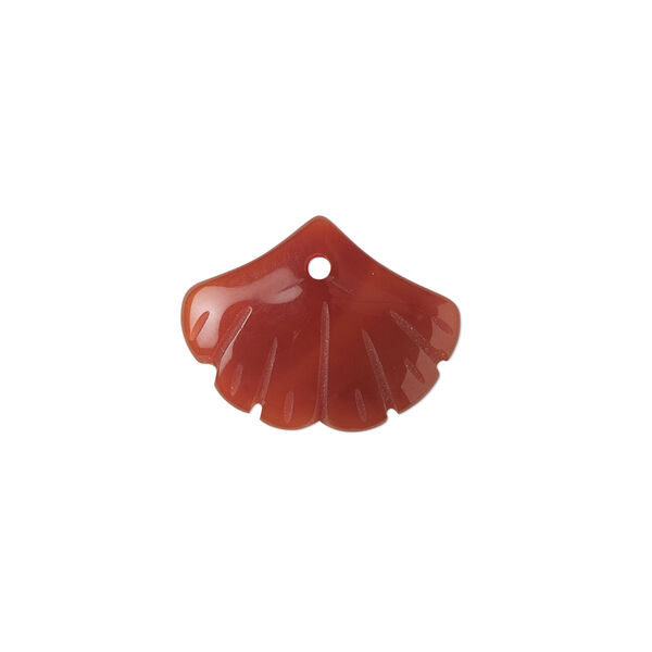 Red agate 1pkg1, double-sided carved ginkgo leaf drop 20x15mm image number 0